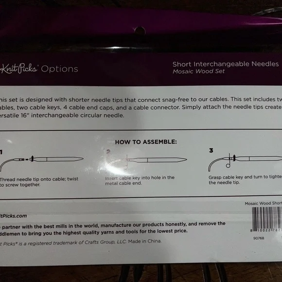 NEW Knitpicks Short Interchangeable Multicolor Mosaic Wood Knitting Need… - Picture 2 of 5